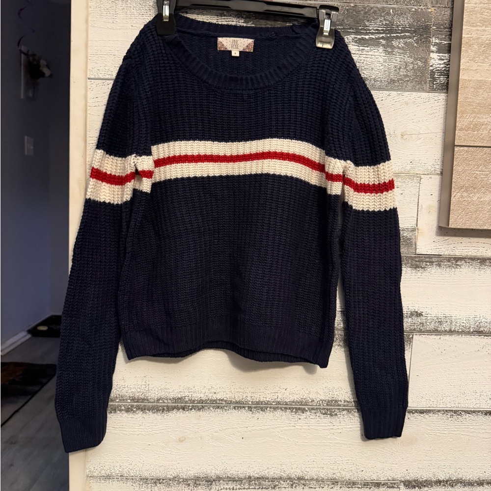 Navy Blue Striped Sweater